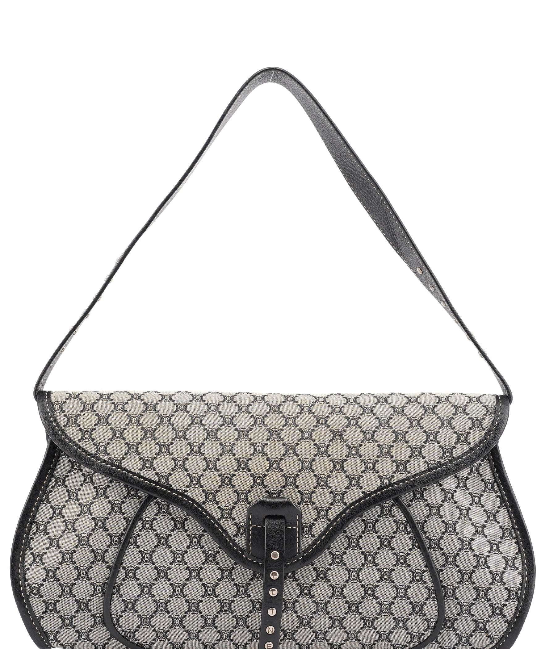 Celine Sac porté épaule Macadam en toile monogramme beige