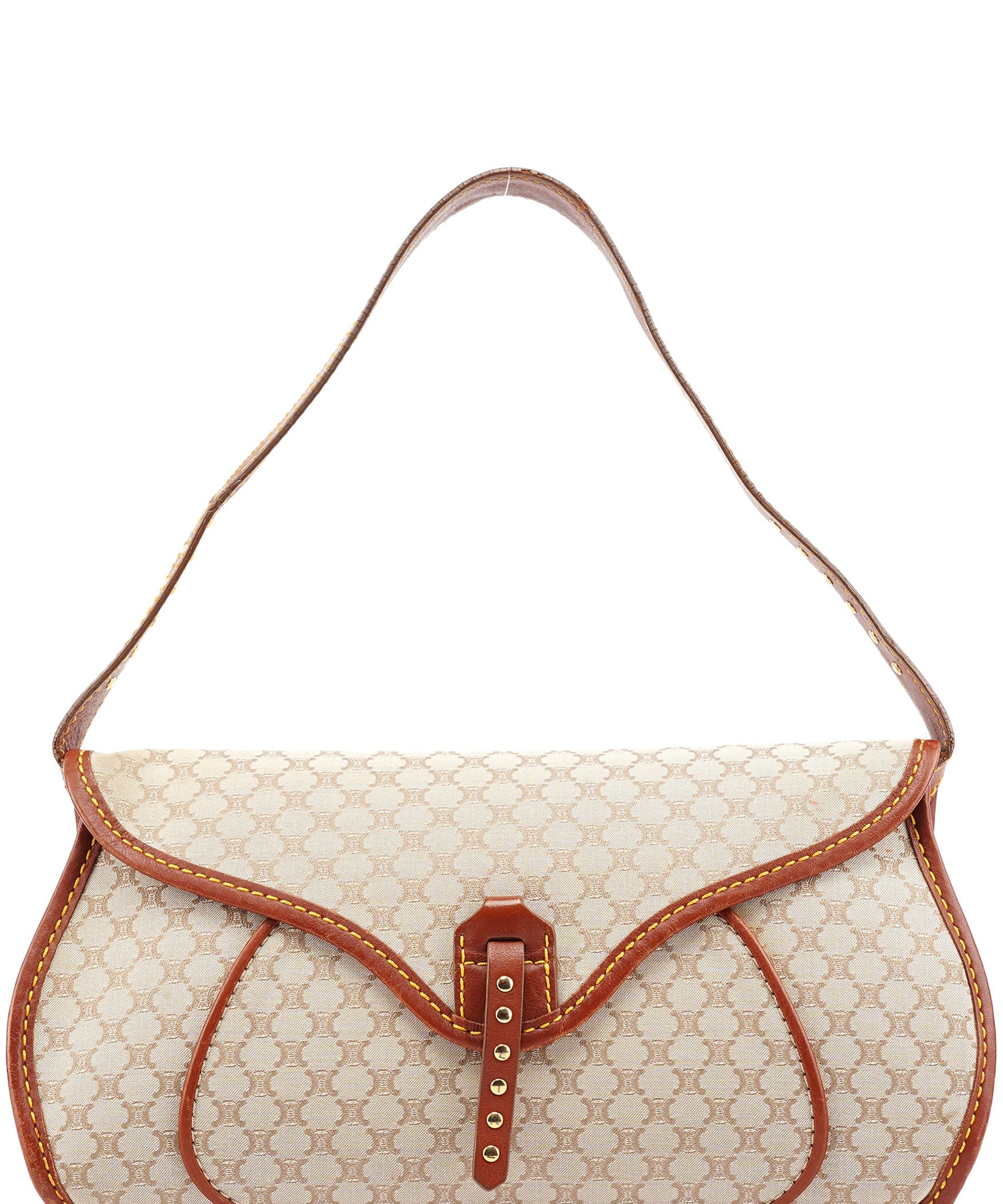 Celine Sac porté épaule Macadam en toile beige