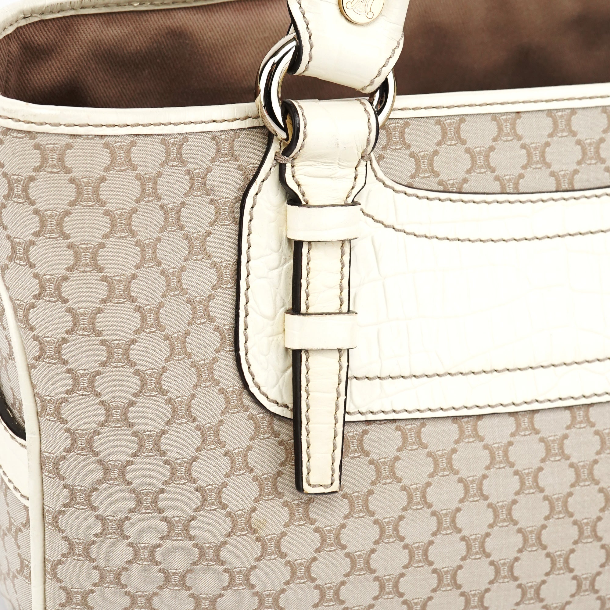 Celine Beige Monogram Leather Boogie Tote Bag