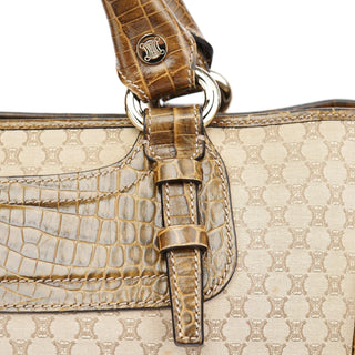 Celine Beige Triomphe Embossed Leather Tote Bag