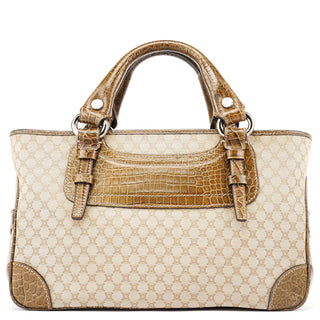 Celine Beige Triomphe Embossed Leather Tote Bag