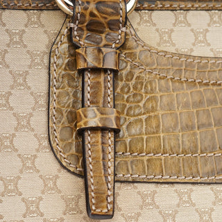 Celine Beige Triomphe Embossed Leather Tote Bag