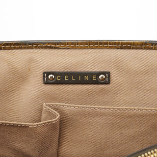 Celine Beige Triomphe Embossed Leather Tote Bag