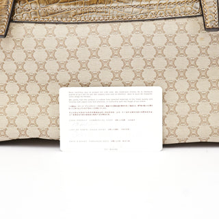 Celine Beige Triomphe Embossed Leather Tote Bag