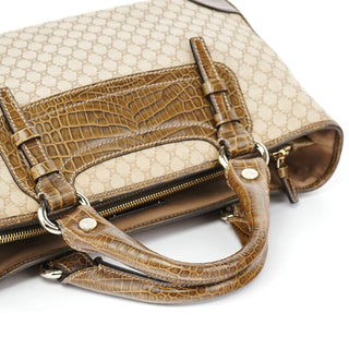 Celine Beige Triomphe Embossed Leather Tote Bag