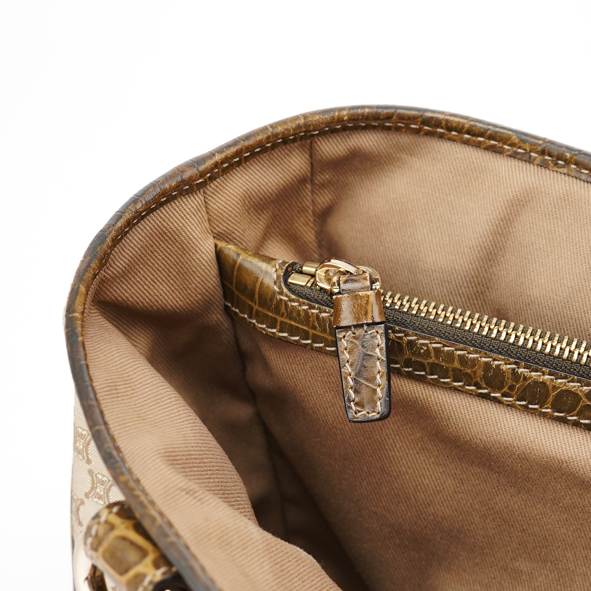 Celine Beige Triomphe Embossed Leather Tote Bag