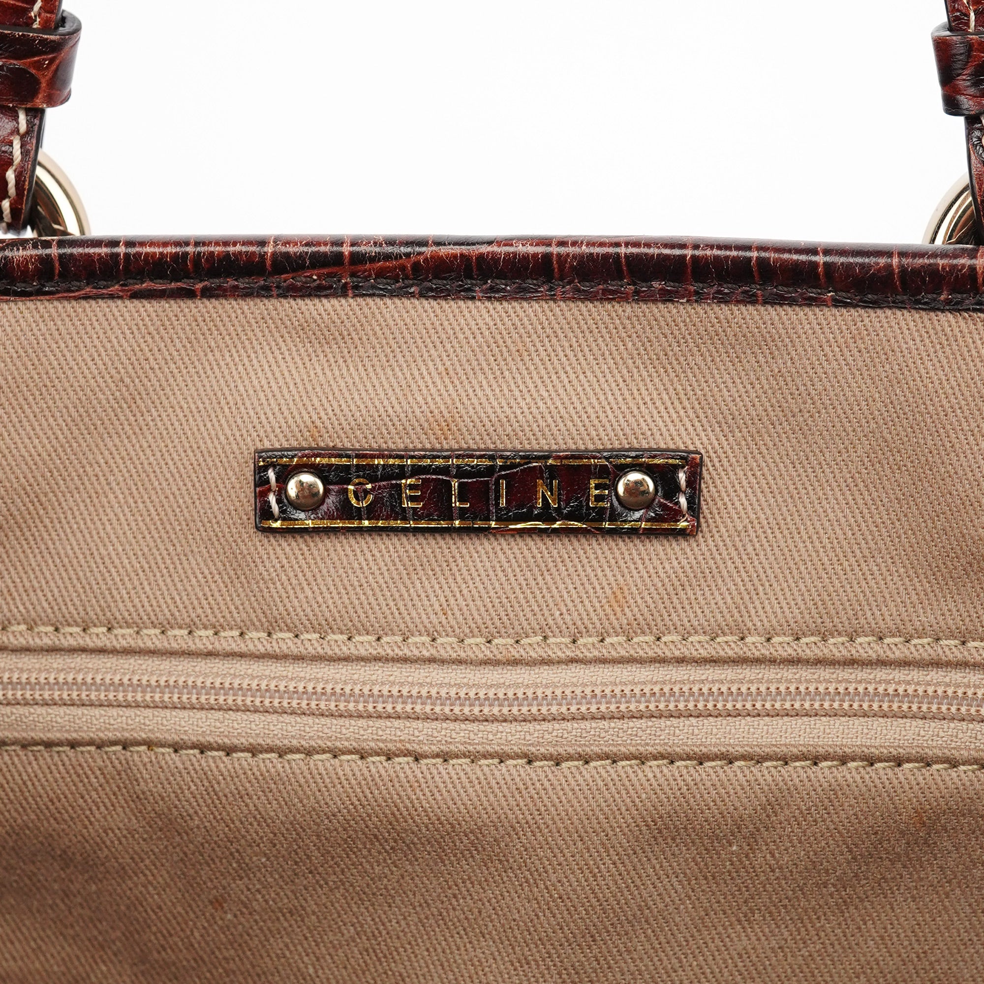 Celine Beige Triomphe Leather Tote Bag