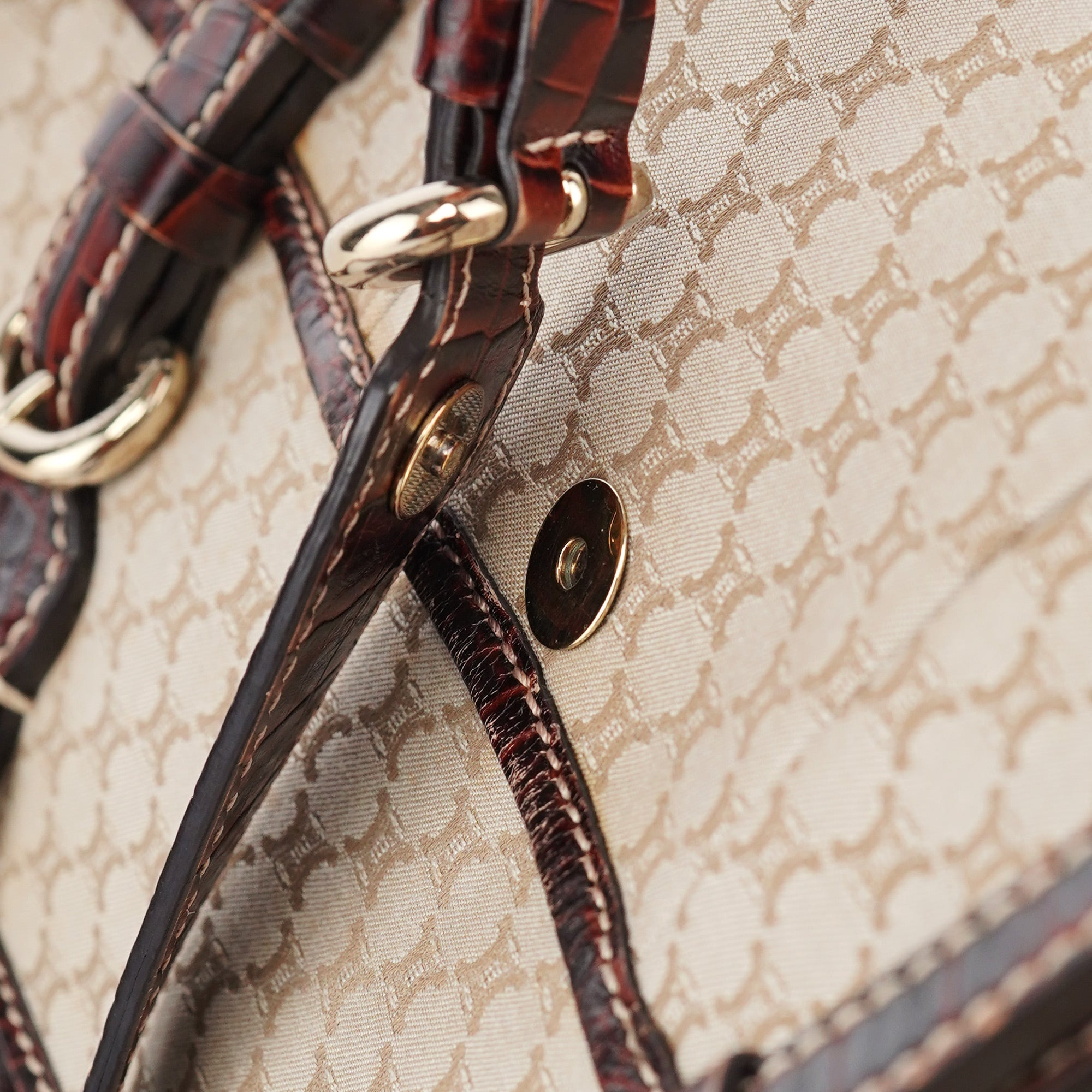 Celine Beige Triomphe Leather Tote Bag