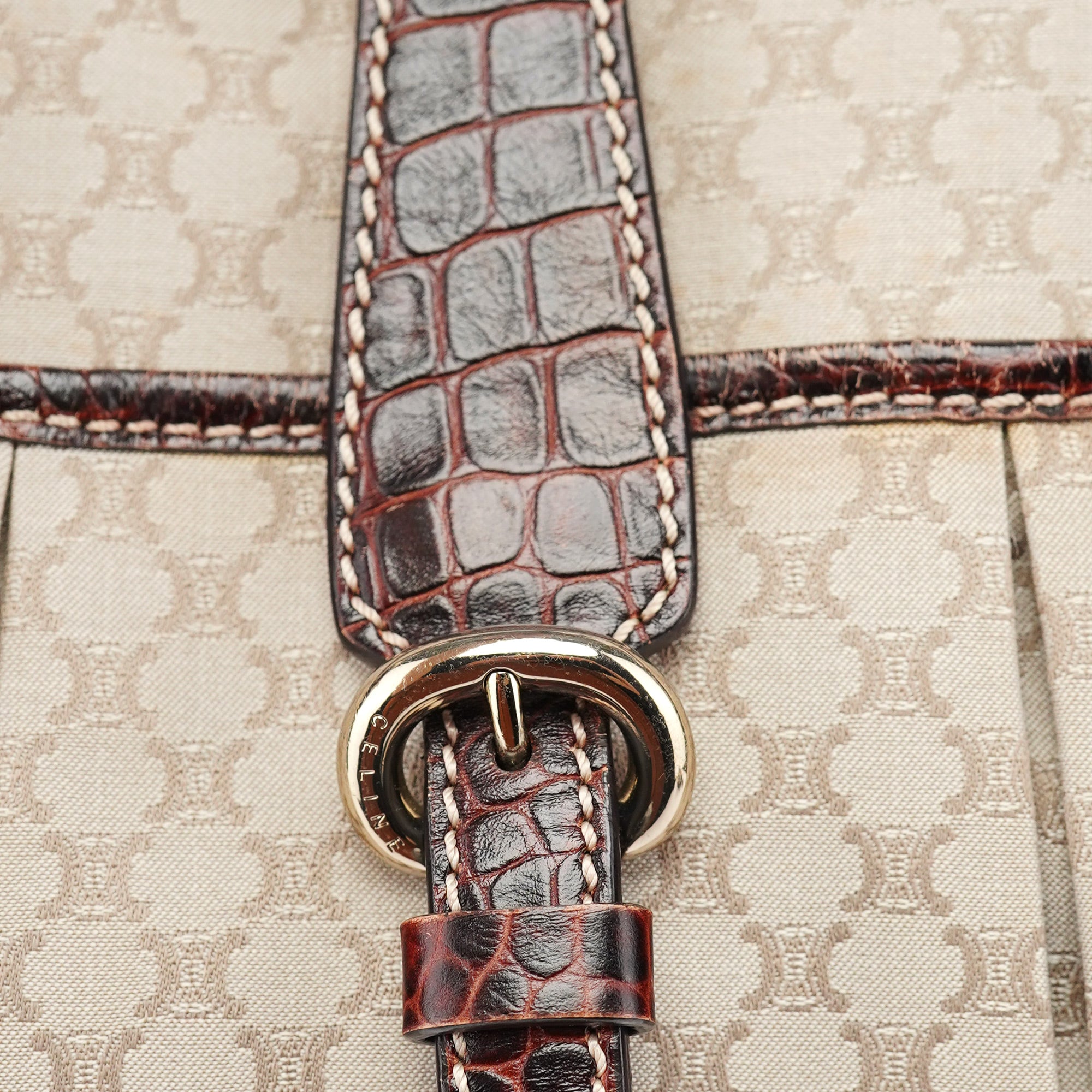 Celine Beige Triomphe Leather Tote Bag