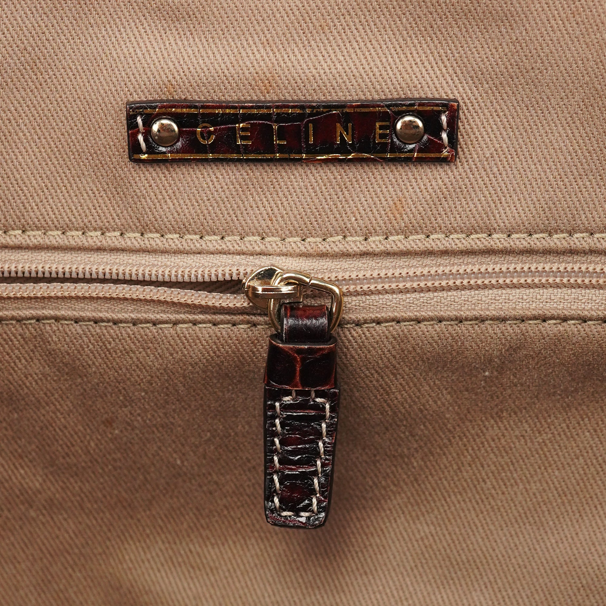 Celine Beige Triomphe Leather Tote Bag