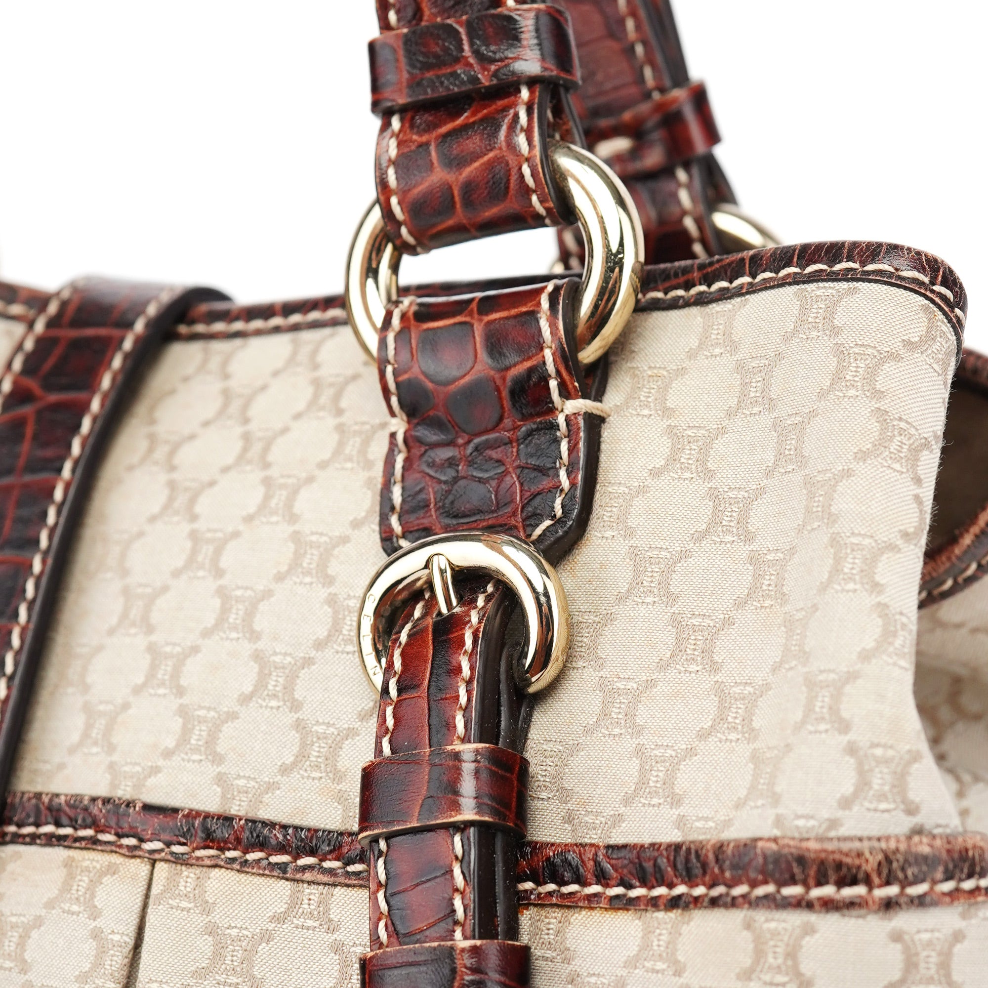 Celine Beige Triomphe Leather Tote Bag