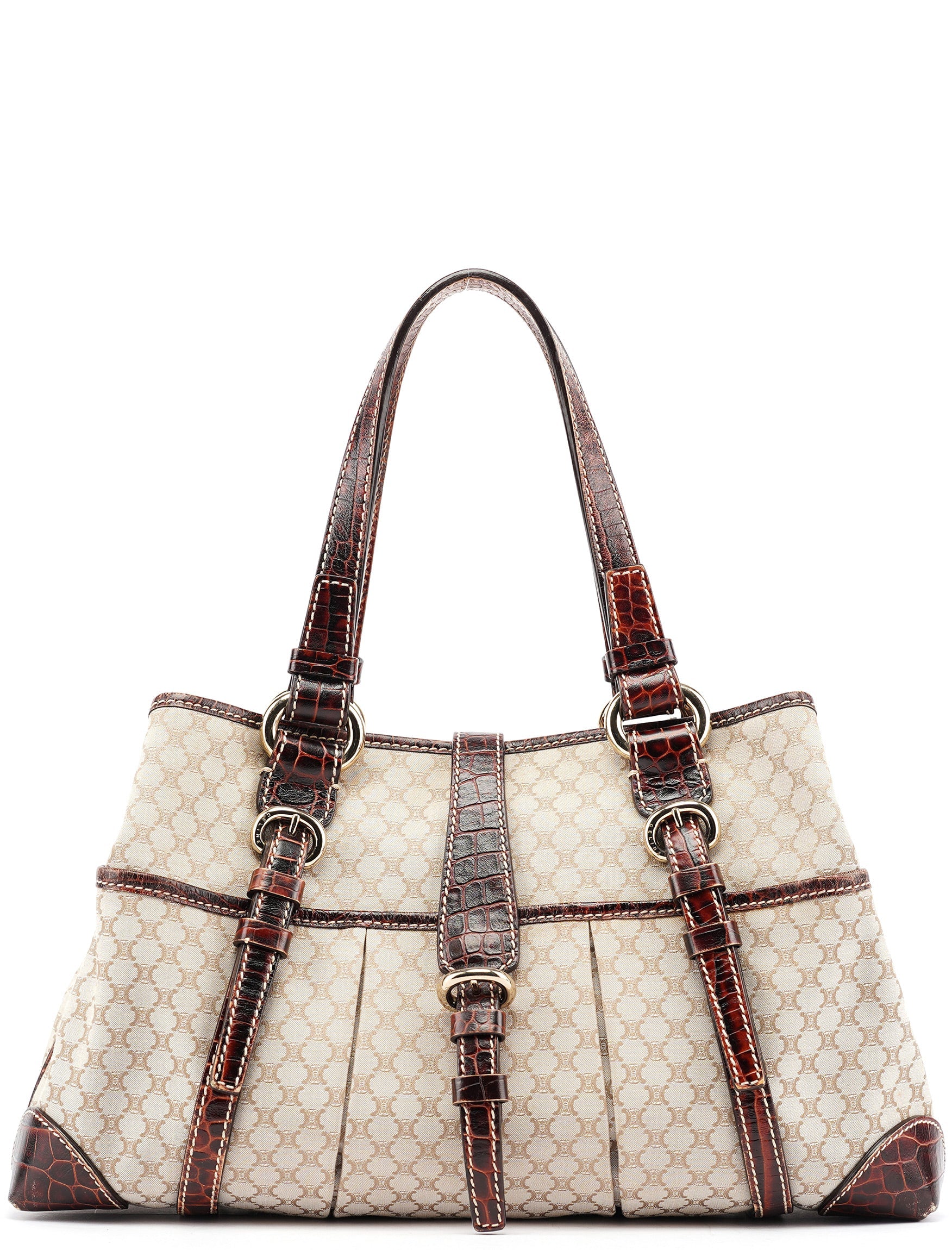 Celine Beige Triomphe Leather Tote Bag