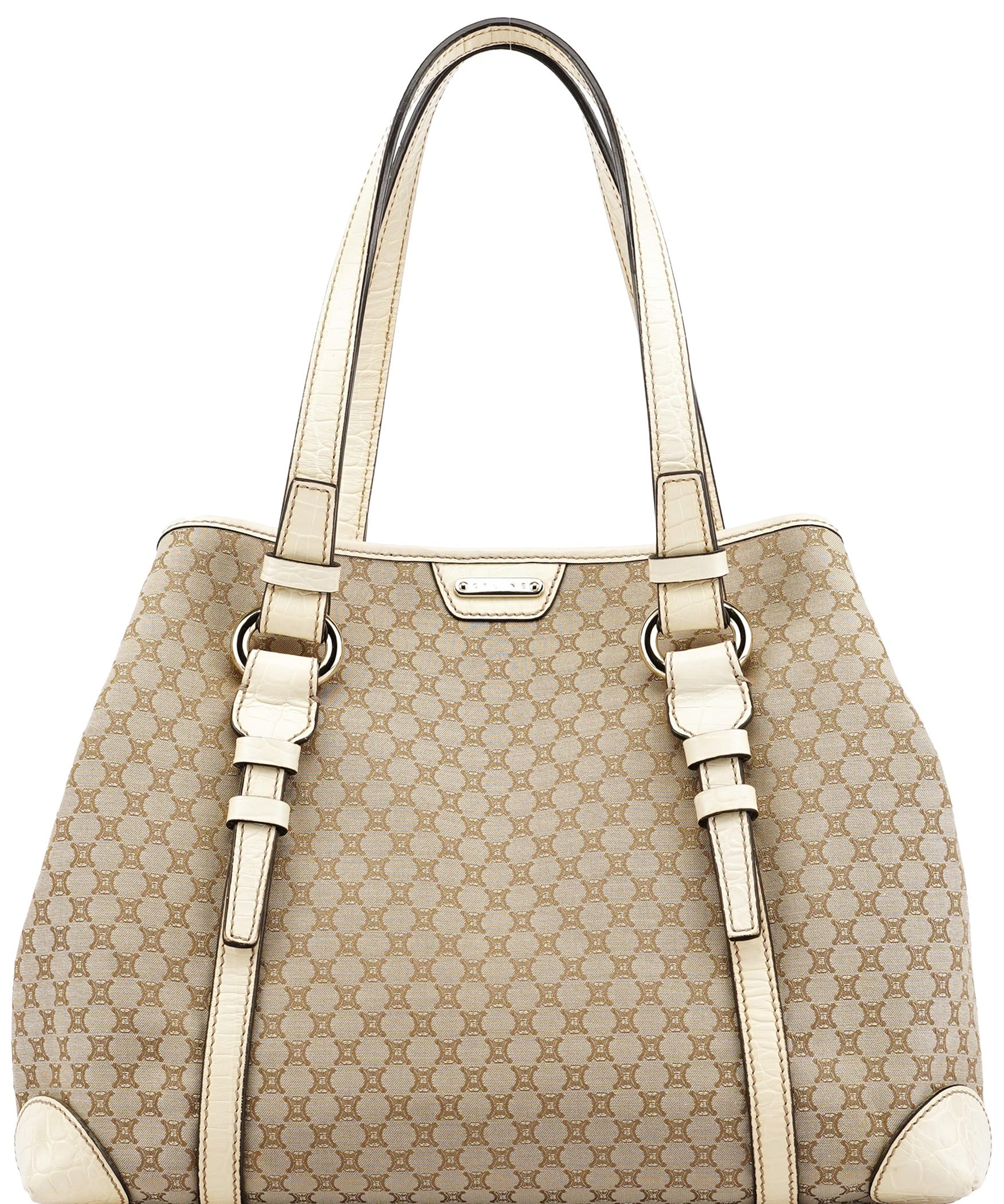 Celine Beige Triomphe Monogram Tote Bag