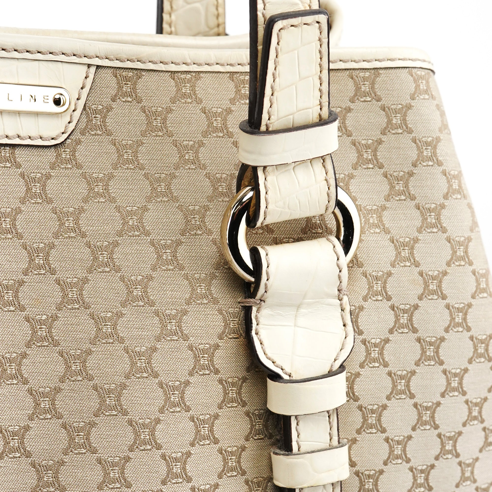 Celine Beige Triomphe Monogram Tote Bag