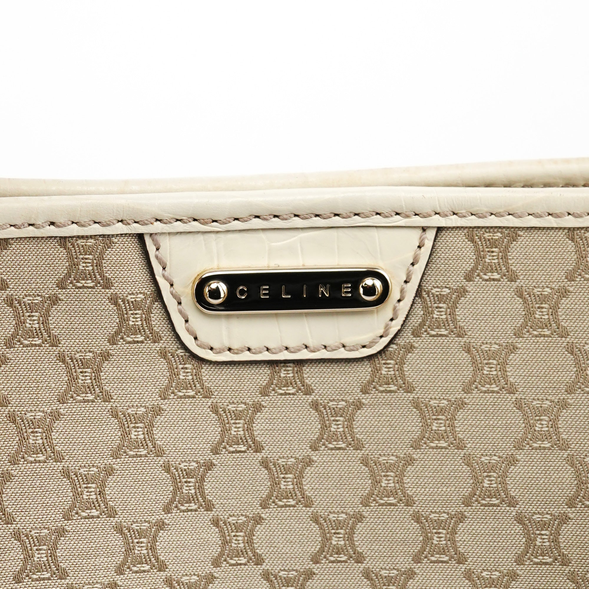 Celine Beige Triomphe Monogram Tote Bag