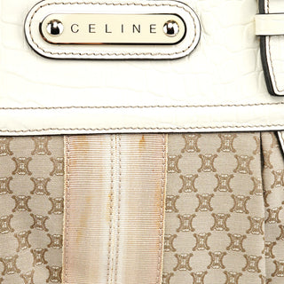 Celine Beige White Macadam Leather Tote Bag