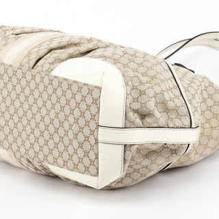 Celine Beige White Macadam Leather Tote Bag