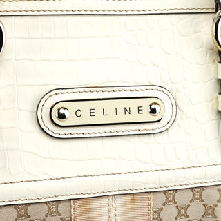 Celine Beige White Macadam Leather Tote Bag