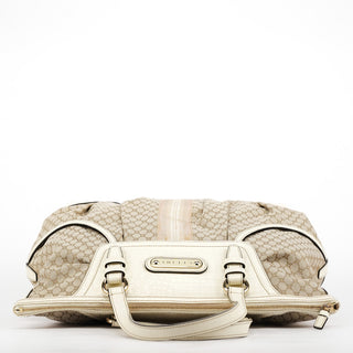 Celine Beige White Macadam Leather Tote Bag