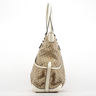Celine Beige White Macadam Leather Tote Bag