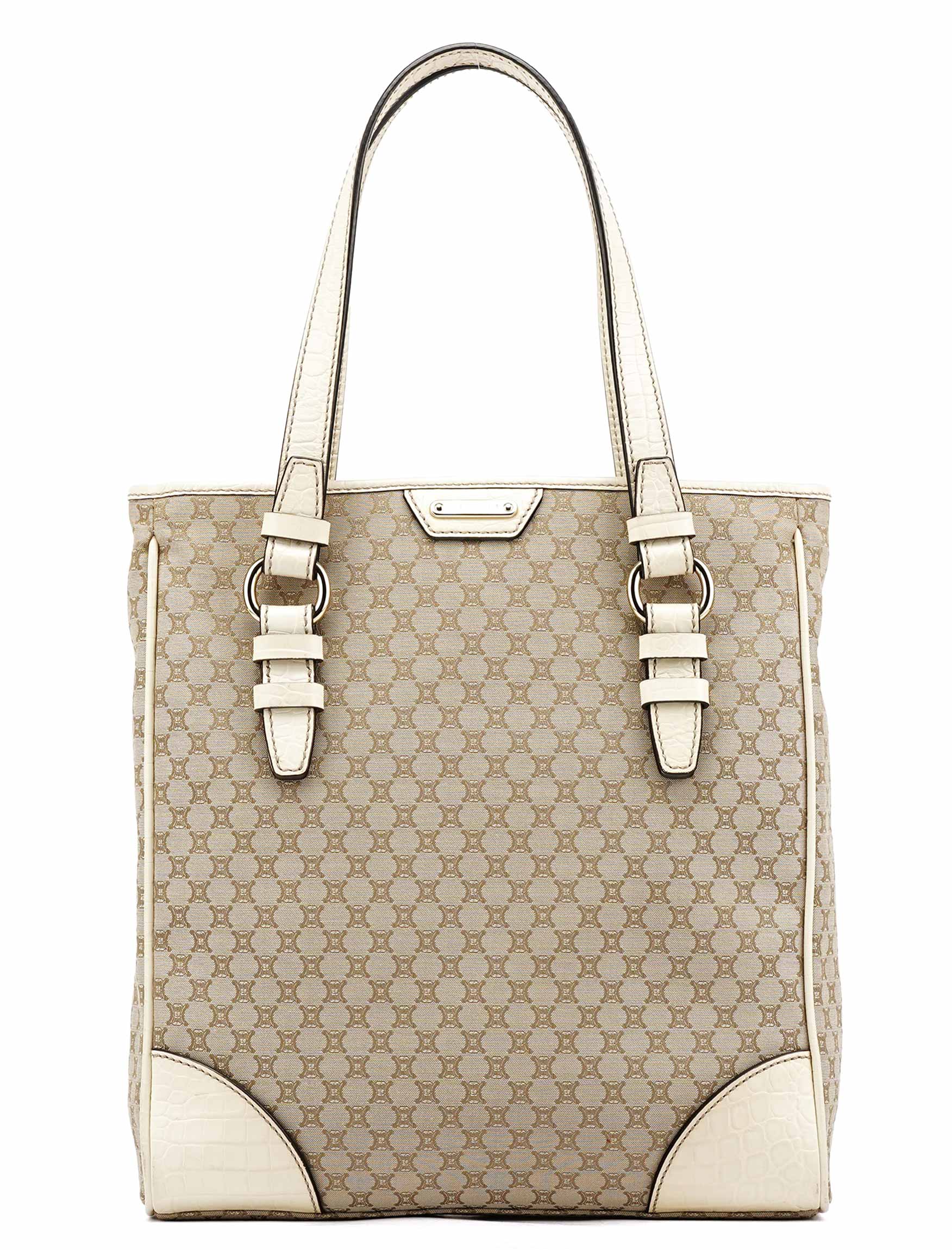 Celine Beige White Monogram Tote Bag