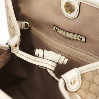 Celine Beige White Triomphe Tote Bag