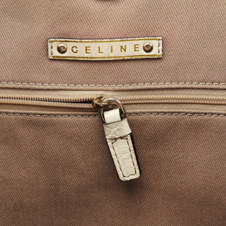 Celine Beige White Triomphe Tote Bag