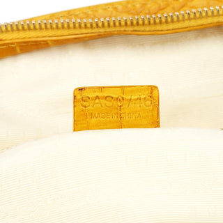 Celine Beige Yellow Croc Embossed Tote Bag