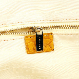 Celine Beige Yellow Croc Embossed Tote Bag