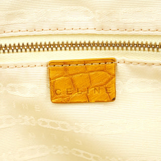 Celine Beige Yellow Croc Embossed Tote Bag