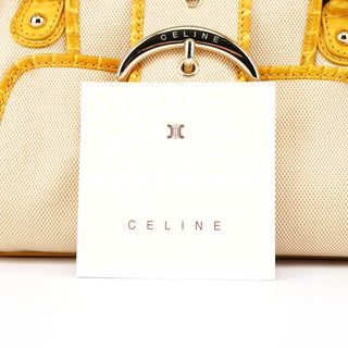 Celine Beige Yellow Croc Embossed Tote Bag