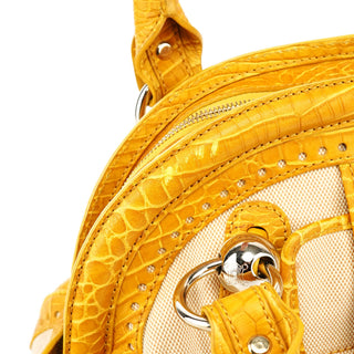 Celine Beige Yellow Croc Embossed Tote Bag
