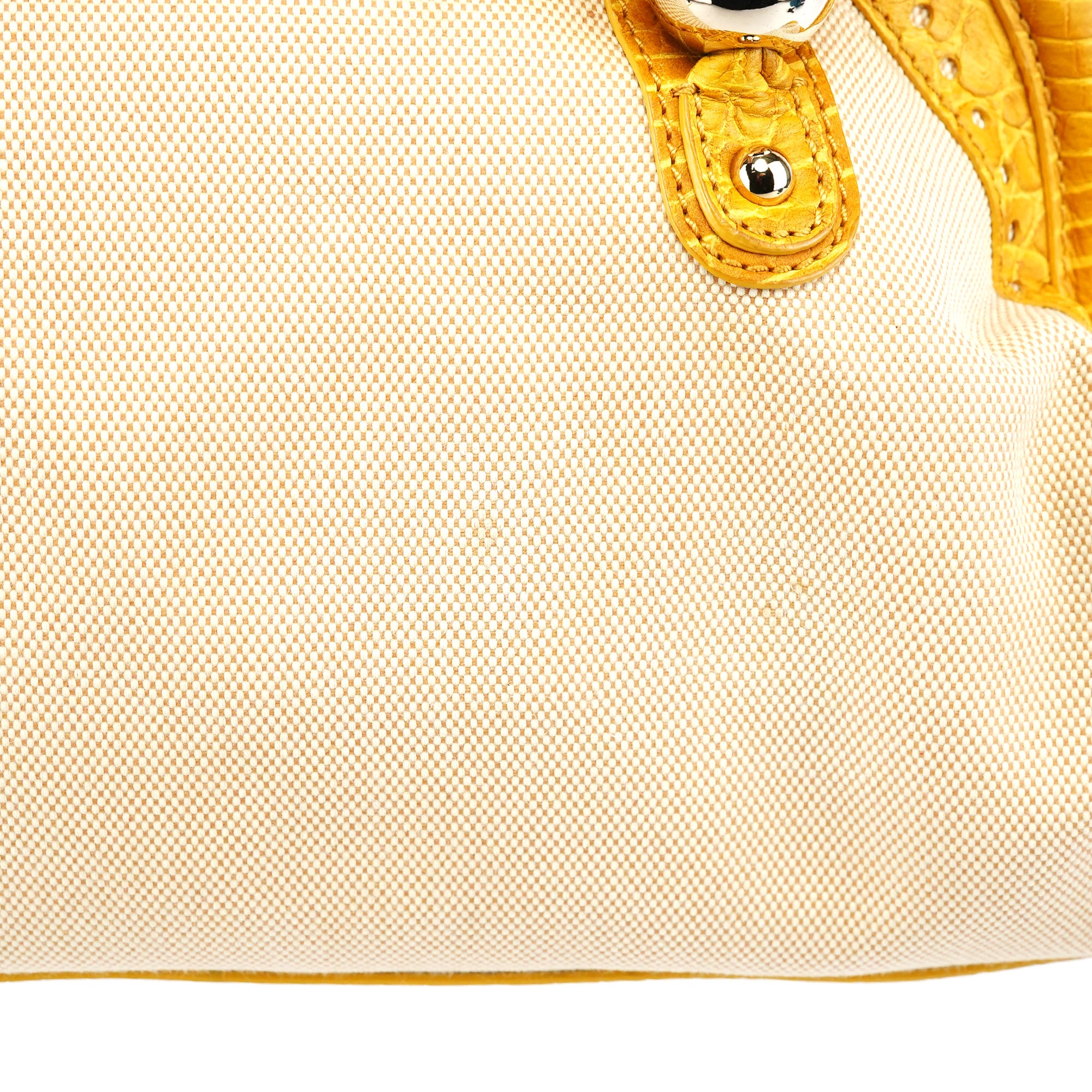 Celine Beige Yellow Croc Embossed Tote Bag