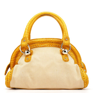 Celine Beige Yellow Croc Embossed Tote Bag