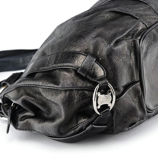 Celine Black Crackled Leather Bittersweet Bag