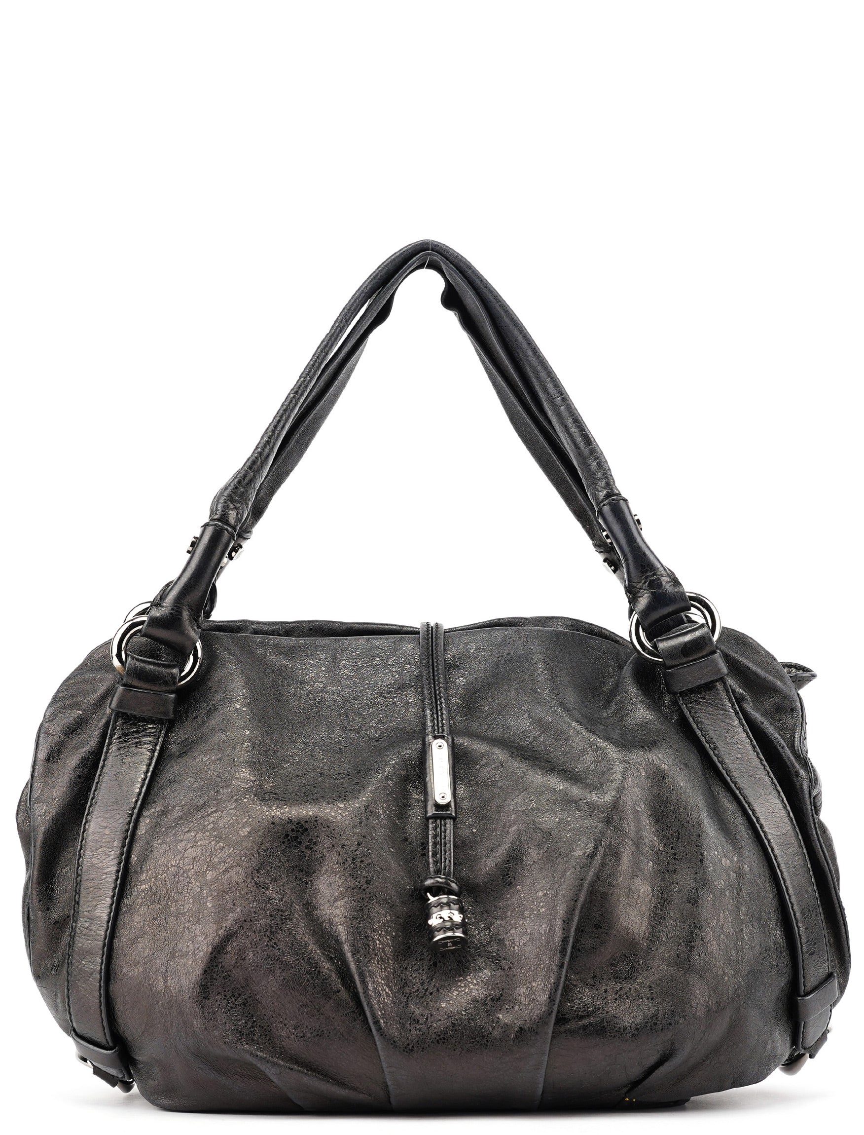 Celine Black Crackled Leather Bittersweet Bag