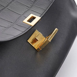 Celine Black Embossed Calfskin Trapeze 2-Way Bag