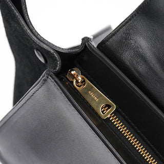 Celine Black Embossed Calfskin Trapeze 2-Way Bag