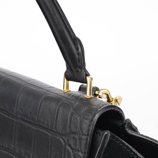 Celine Black Embossed Calfskin Trapeze 2-Way Bag