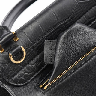 Celine Black Embossed Calfskin Trapeze 2-Way Bag