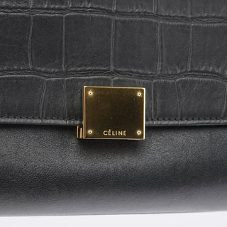 Celine Black Embossed Calfskin Trapeze 2-Way Bag