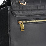 Celine Black Embossed Calfskin Trapeze 2-Way Bag