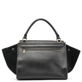 Celine Black Embossed Calfskin Trapeze 2-Way Bag