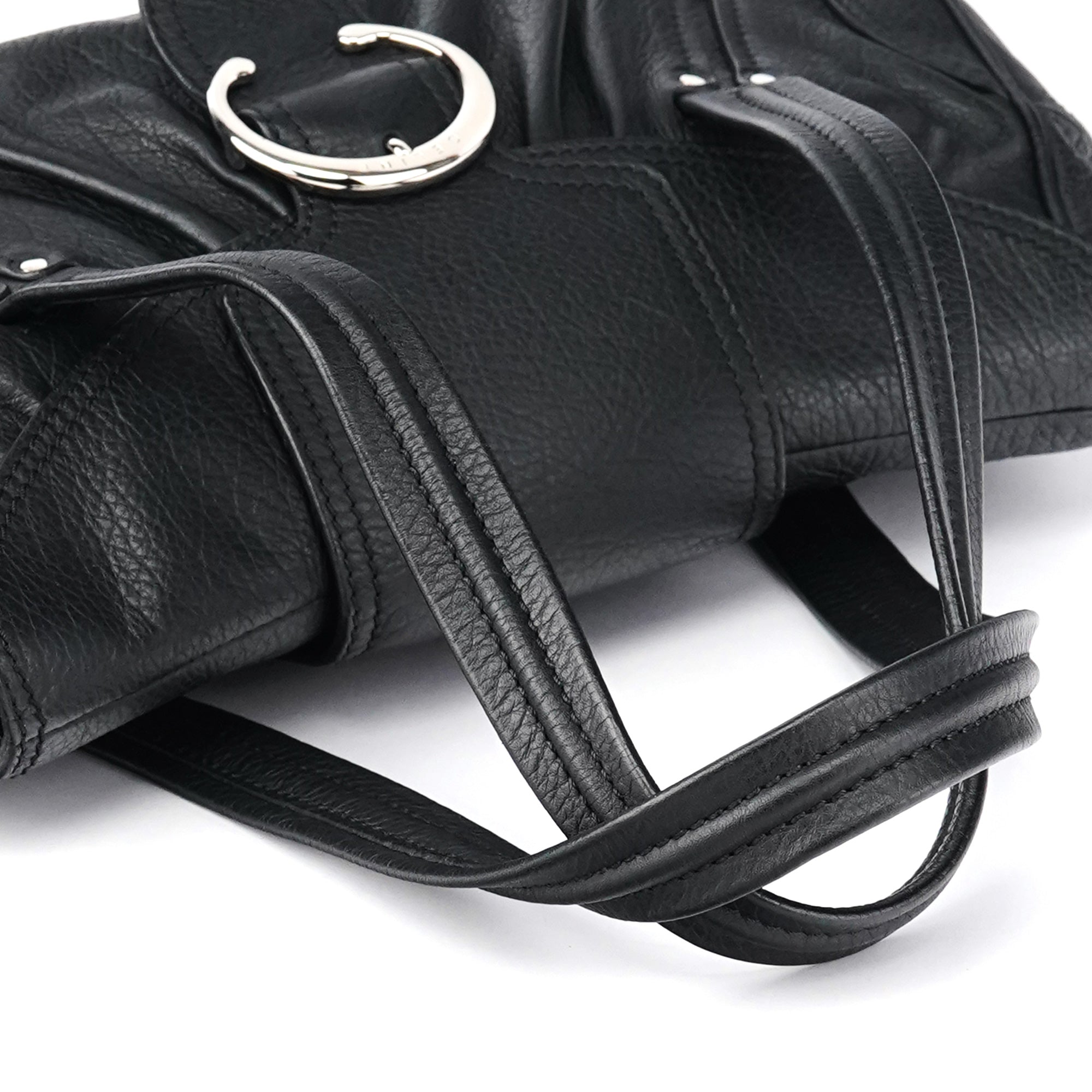 Celine Black Leather Belt Tote Bag