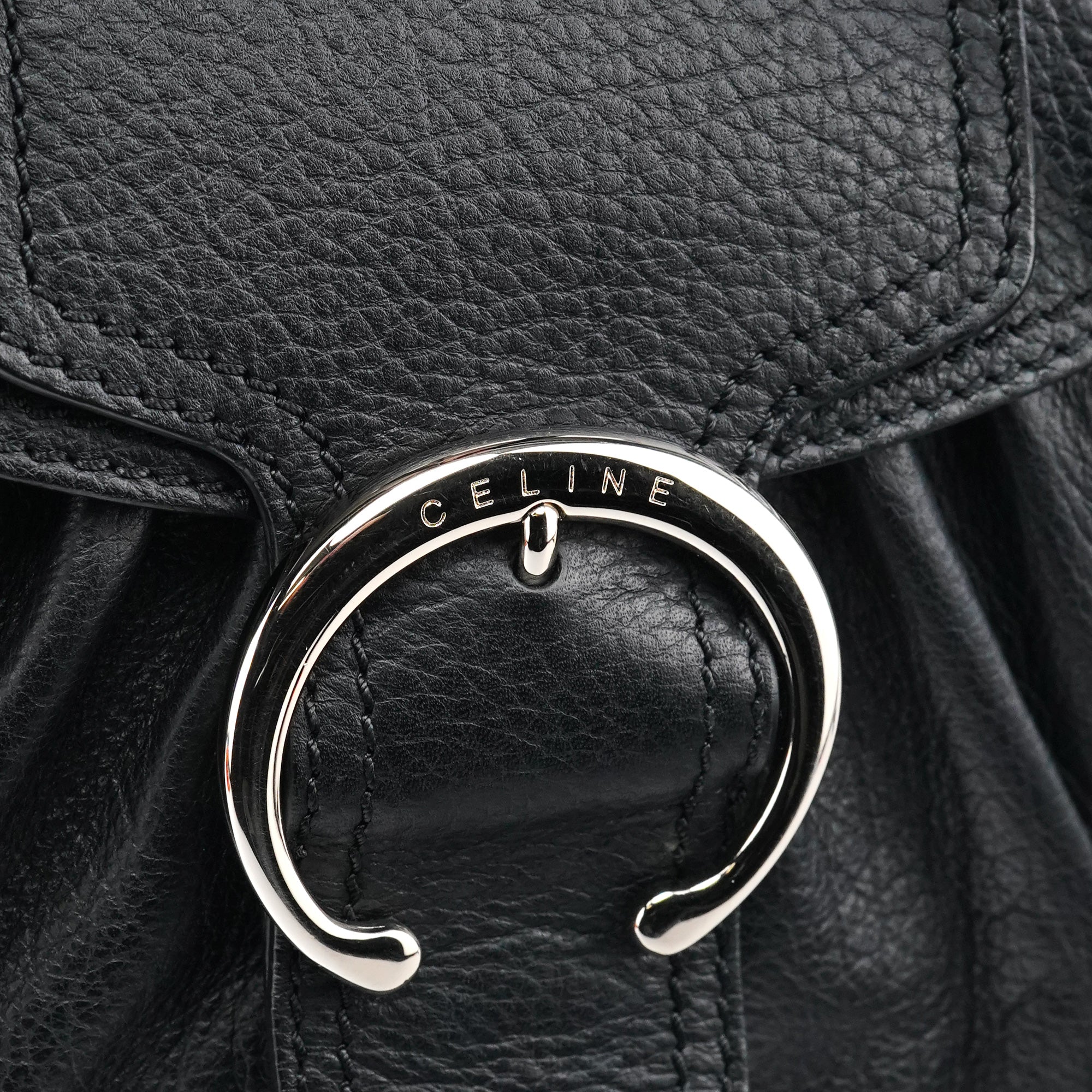 Celine Black Leather Belt Tote Bag