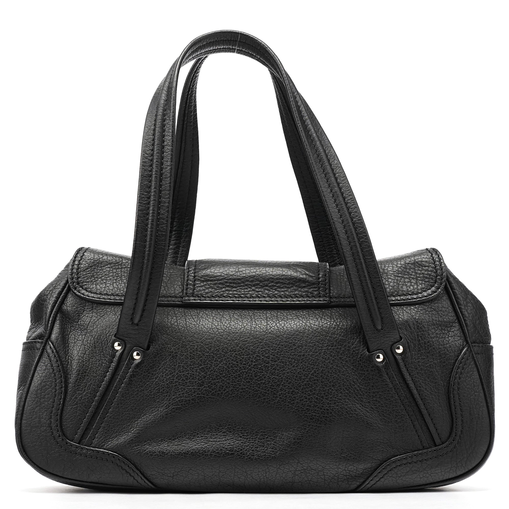 Celine Black Leather Belt Tote Bag