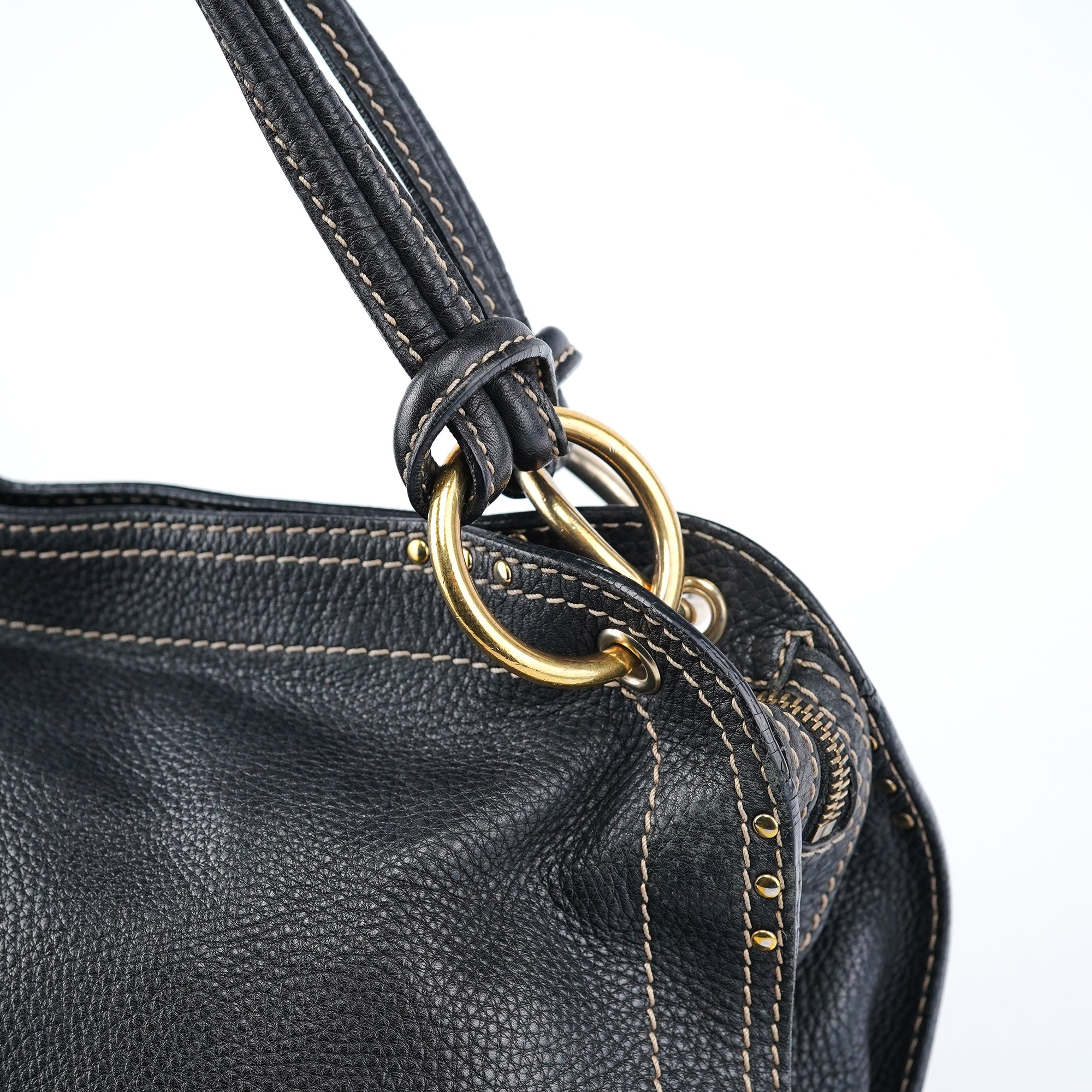 Celine Bittersweet Schultertasche aus schwarzem Leder