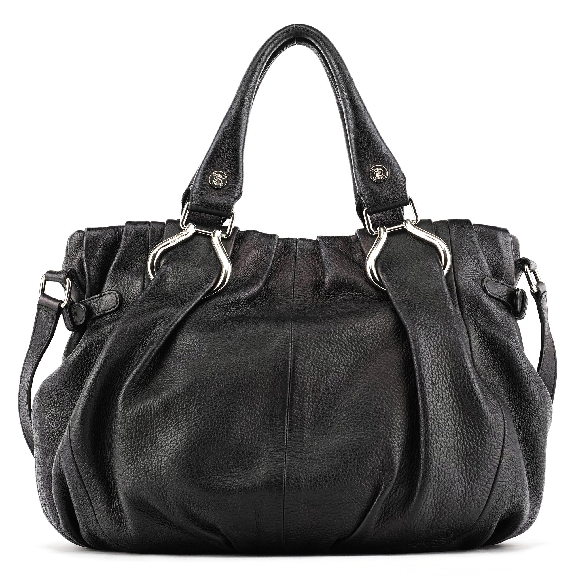 Celine Sac deux portés Pillow en cuir noir