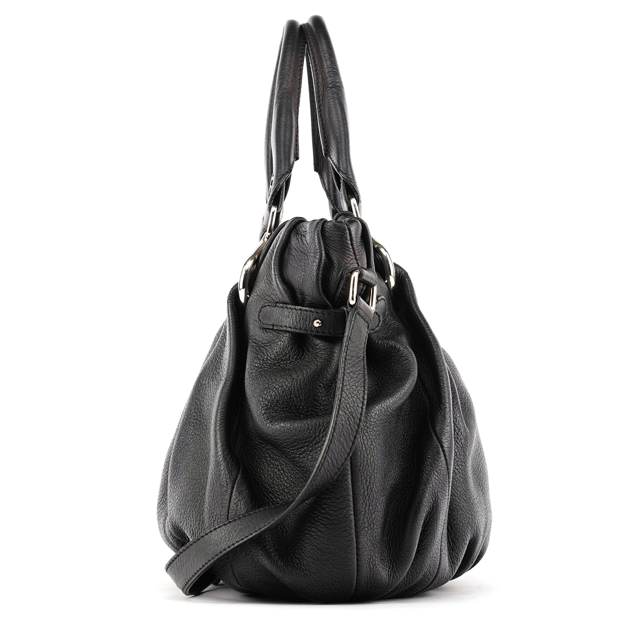 Celine Sac deux portés Pillow en cuir noir