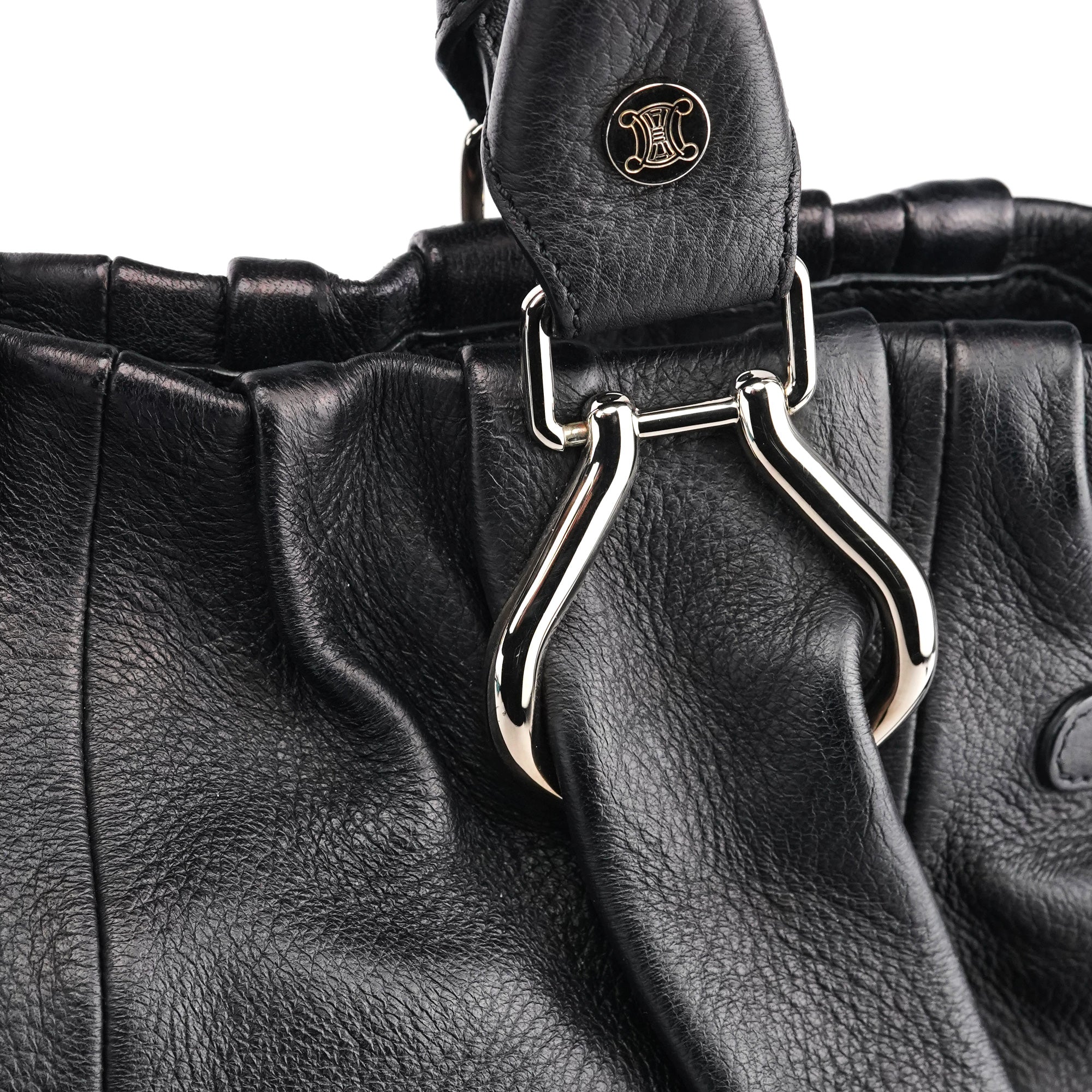 Celine Pillow 2-Way Tote Bag aus schwarzem Leder